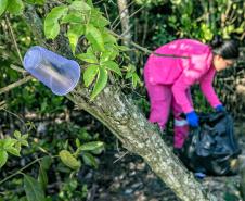 Mutirão de limpeza de manguezais da Portos do Paraná recolhe mais de 600 quilos de resíduos 