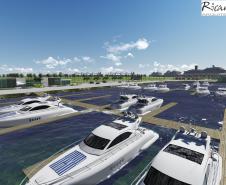 O projeto também prevê uma marina, heliporto, hotel, restaurante, estacionamento e, ainda área de lazer com pista de caminhada e ciclovia.